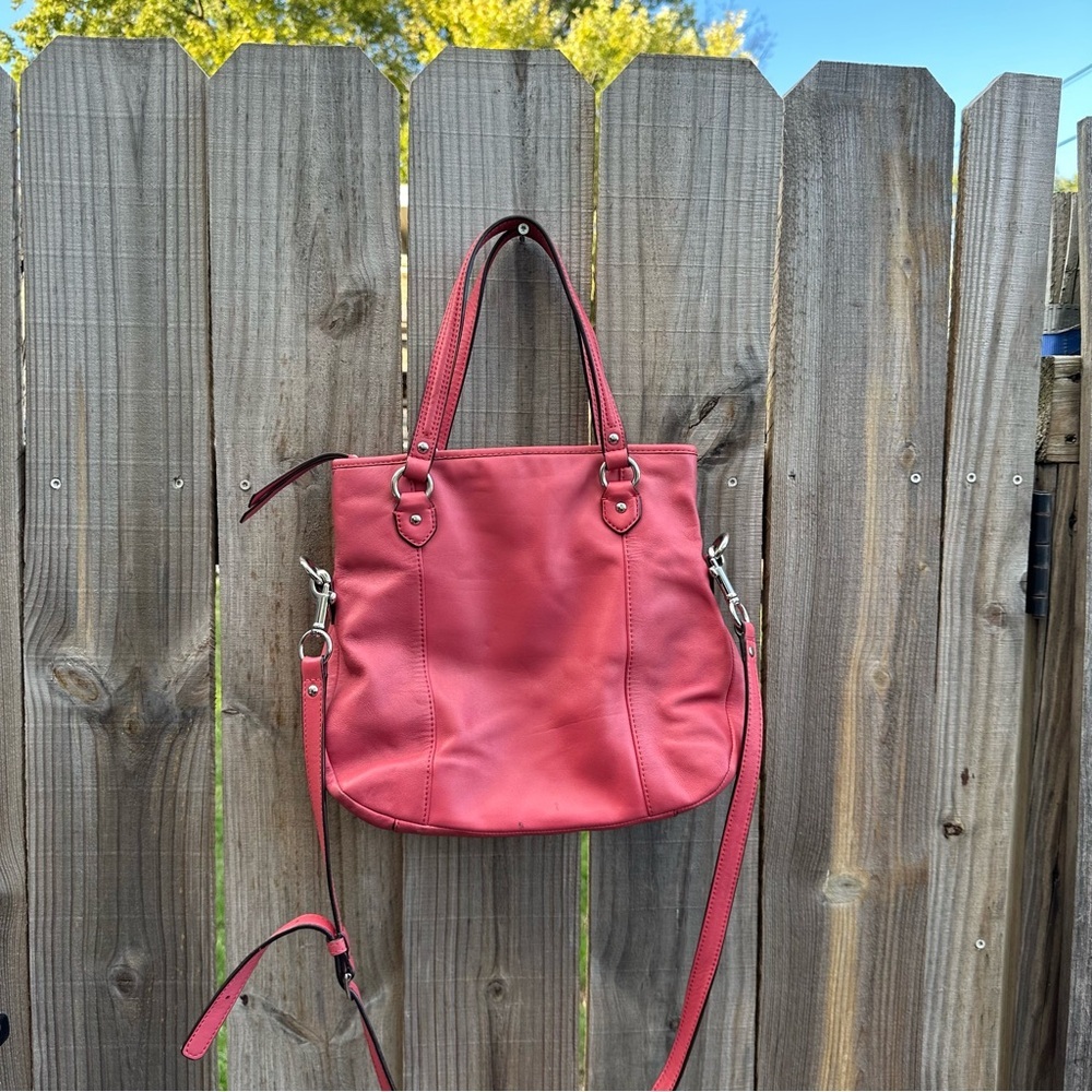 COACH DAISY LEATHER MIA F23901 SILVER/CORAL - Picture 9 of 16
